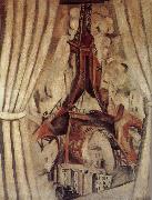 Delaunay, Robert Eiffel Tower  in front of Curtain Sweden oil painting artist